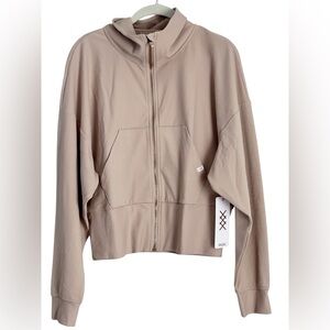 Rhône Ripple Tan Cropped Ribbed Full Zip Jacket Size L